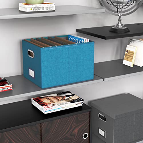 Oterri File Storage Organizer Box,Filing Box,Portable File Box With Lid,Fit For Letter/Legal File Folder Storage, Easy Slide Durable Hanging File Box For Office,1 Pack,Calamine Blue+Cobalt Green-Box Only #TOP6