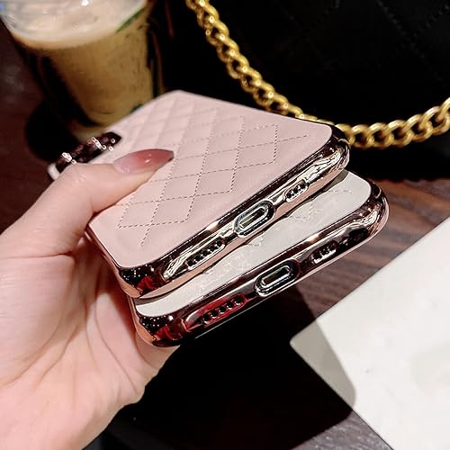 Housse en cuir souple anti-choc lattice rose pour iPhone 12 ajusté