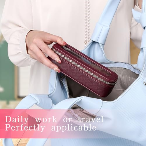 Travel Makeup Set Waterproof Transparent Cosmetic Bag and Toiletry Bag Makeup Brush case with Zipper Car Essentials for Women (Burgundy, L+M+SLIM)3