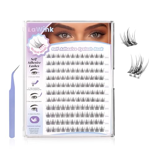 Natürliche selbstklebende Wimpernbüschel aufklebbare Wimpern 132 Stück 1012 mm CC-Curl vorgeklebt benötigen keinen Kleber einzelne-Wimpern zarte selbstklebende Cluster-lash selbsthaftend