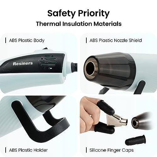 Resiners Heat Gun for Resin, 350W Fast Heating Dual Temp Heat Gun (482°F~662°F) with 3 Nozzles & 3 Silicone Covers, 4.9Ft Long Heat Gun for Bubble Remove,Vinyl Shrink Wrap,Candle Making,Epoxy Resin 4 Resiners Heat Gun for Resin, 350W Fast Heating Dual Temp Heat Gun (482°F~662°F) with 3 Nozzles & 3 Silicone Covers, 4.9Ft Long Heat Gun for Bubble Remove,Vinyl Shrink Wrap,Candle Making,Epoxy Resin - Image 4