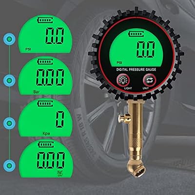 Digital Tire Pressure Gauge 255 PSI, Heavy Duty Accurate Tire Gauge 4 Settings for Car, Motorcycle, SUV, Bike Tires (PG-06)