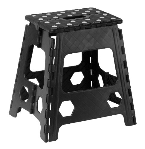 Superior Performance Folding Step Stool 15 Inch with Anti Slip Dots (Black)
