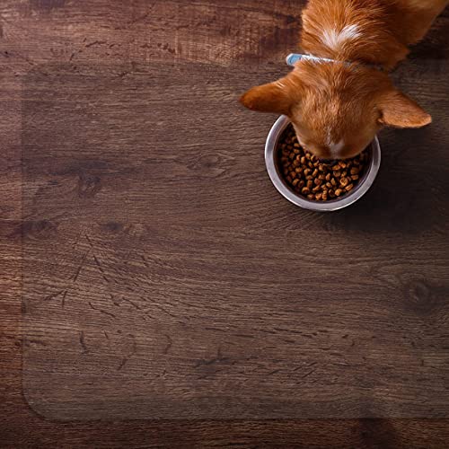 LRuismei Tapis d'alimentation transparent pour animal domestique, tapis de gamelle pour chien, tapis de nourriture pour chat en plastique PVC transparent durable (1 mm, 30 x 40 cm) Cover