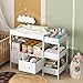 Baby Changing Table with Storage,Heavy-Duty Diaper Changing Station, White Nursery Dresser Organizer with 2 Large Fabric Baby Drawers, 3 Diaper Caddy Bin & Wood Shelf, Kids & Baby Bedroom Furniture