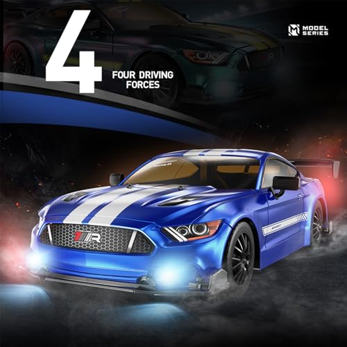 Image of 1:16 Scale RC Drift Car 4WD 2.4GHz 30KM /H High Speed Racing Sport Toy Car with LED Lights, Racing and Drift Wheels (8103-Red)