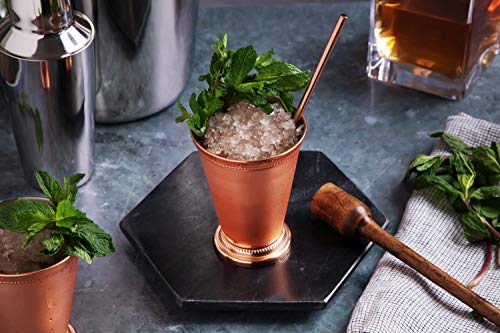Sol Living Mint Julep Cups Gift Set Of 4, 12 Oz. Copper Cups With 4 Drinking Straws Kentucky Derby Cups Premium Stainless Steel Inner Handcrafted Barware Set For Cocktails Mixed Drinks #TOP5