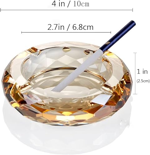 Miniatura 4 de Cenicero de cristal de cristal, soporte para ceniceros de cigarrillos, decoración de mesa de escritorio, cristal dorado