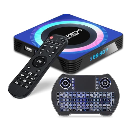 Android 13.0 TV Box 2026, Android TV Box 4GB 64GB RK3528 Quad-core Support 4K 6K 8K WiFi 6 2.4/5.8G Dual-WiFi BT5.0 Ethernet 3D Smart Box for TV with Mini Wireless Keyboard