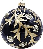 🎄INHALT: Dieses Set besteht aus einer äußerst charmanten Glaskugel mit einem Durchmesser von 15 cm und einer einzigartigen, handgemalten Dekoration aus goldenen Blättern und Schneeflocken auf schwarzem Hintergrund.