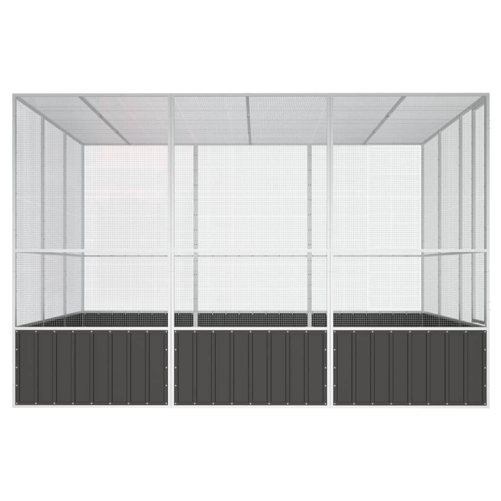 Willood Jaula de Pájaros Aves Pajareras Casita Acero Galvanizado Antracita 302.5 x 324.5 x 211.5 cm