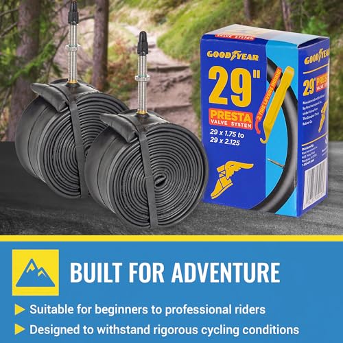 image for Goodyear 2 Pack 48mm Presta Valve Bicycle Tube with Butyl Rubber, 29 i