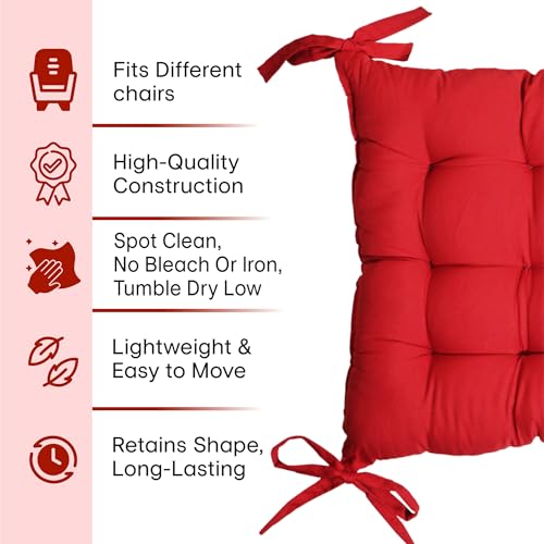 Image of Kuber Industries 18x36 Inch Microfiber Comfy Long Rocking Chair Pad /Floor Cushion with Ties | Comfortable Sitting Large Pillows Seating for Adults | Maroon
