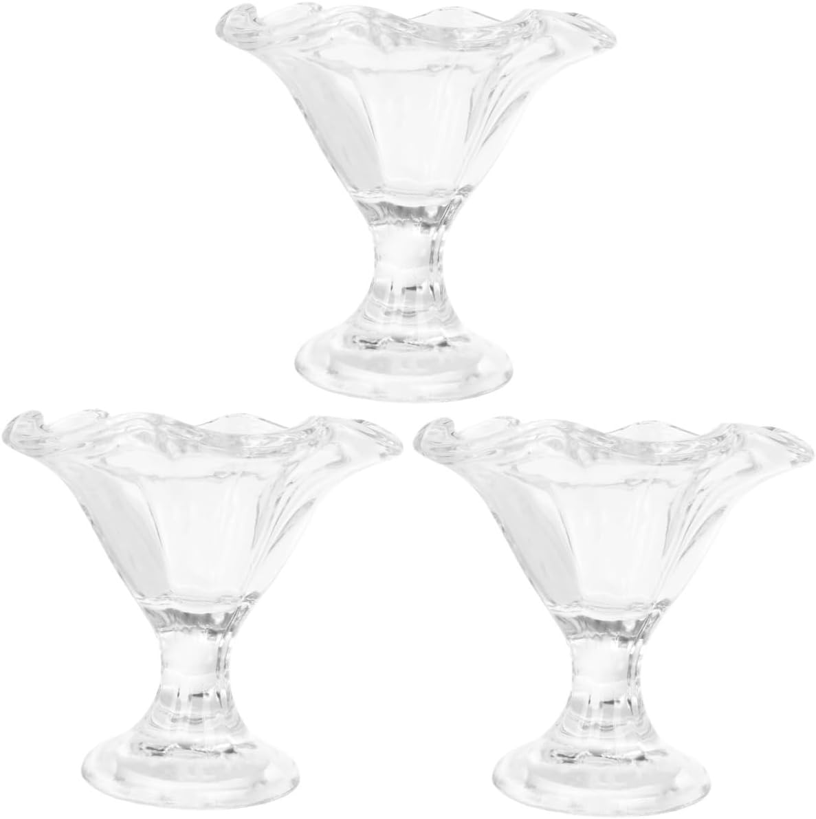 Zerodeko 3 Pcs Sturdy Milk Tea Cup 220ml Ice Cream Glass for Juice Smoothie Cold Beverage Restaurant Hotel Supplies