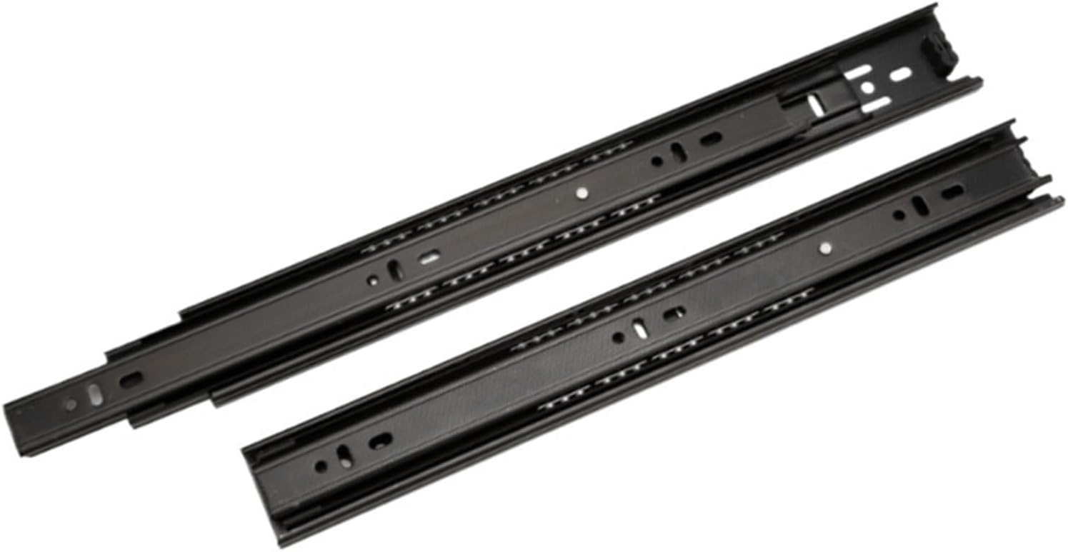 Hardware Full Extension Side Mount Drawer Slides Black Three-Section Mute Drawer Slide Furniture Hardware Cabinet Wardrobe Door Computer Desk(20inch(50cm))