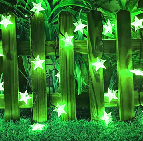 EONYUANGUO Solar Star String Lights Garden, 6.5m 30 LED Star Fairy Lights Outdoor Solar Star String Light Waterproof with 8 Modes Decorative Light for Party Christmas (Green)