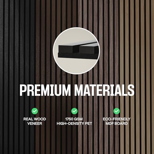 Image of 2-Pack Wood Panels for Wall - Acoustic Wood Slat Wall Panels, Soundproof Wooden Paneling for Interior Decor
