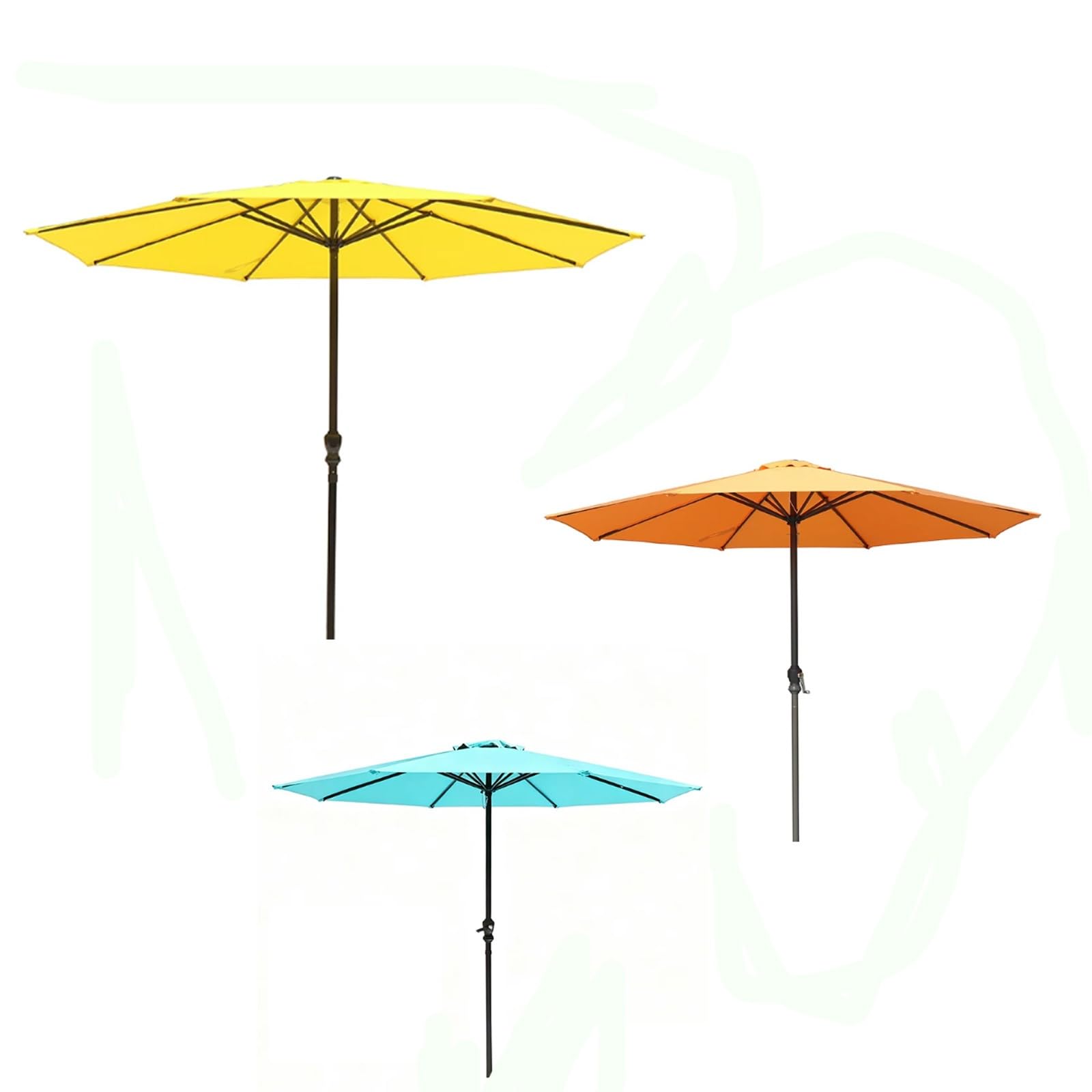 Parasol ogrodowy na stół na zewnątrz, parasol słoneczny, duży na zewnątrz, korba i solidne żebra, trwały, lekki, do ogrodu, na podwórko, przy basenie