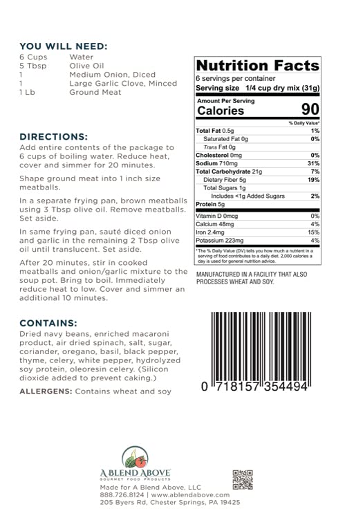 Miniatura 4 de Mezcla de sopa de boda italiana, apta para veganos, totalmente natural, sin MSG, sin conservantes, baja en sodio, 6 porciones, fácil de hacer,