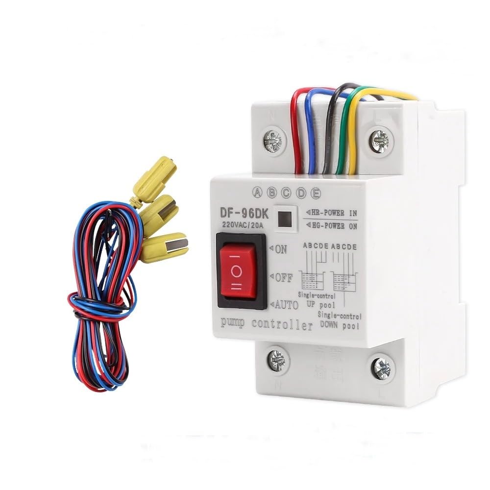 Interruptor Controlador de Nivel de Agua Automático DF-96D 20A para Sensor de Detección de Nivel de Líquido de Tanque de 220V Interruptor de Control de Bomba de Agua con Sonda (with Switch)