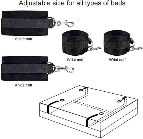 Miniatura 8 de BDSM - Kit de restricciones de bondage, juguetes para parejas, lazos sexuales de cama King para tobillos y muñecas para tamaño Queen, correas de