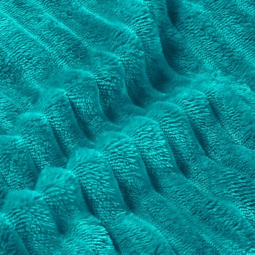 Image of BEDELITE Fleece Throw Blanket for Couch - 3D Ribbed Jacquard Soft and Warm Decorative Fuzzy Blanket - Cozy, Fluffy, Plush Lightweight Blue Throw Blankets for Bed, Sofa, 50x60 inches