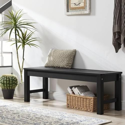 Psilvam Knight Bench, Two Person Outdoor Poly Lumber Patio Backless Bench, Weatherproof Garden Bench That Never Rot and Fade, Suit for Garden, Porch and Park (Black) - Thumbnail 2