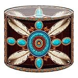 Drum Lamp Shades Southwestern Aztec Tribal Native American Vintage Brown Turquoise Lampshade for Floor Lamps Table Lamp Pendant Light Linen 11'x11'x9' Replacement Large Lampshades