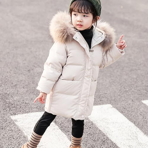 Toddler Girls Winter Outerwear Hooded Down Long Style Warm Coat 𝗪aterproof Hooded Puffer Jacket with (A, 4-5 Years)2