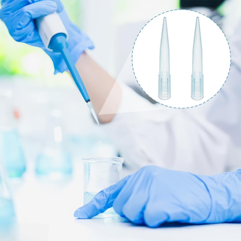 OLYCRAFT Puntali per Pipette 400 pz Puntale per Pipettatore in Plastica, Pipettatore Puntali per Pipette Clear Blue 1000ul / 1ml per Materiale di Laboratorio Esperimento Microchimico (Polipropilene)