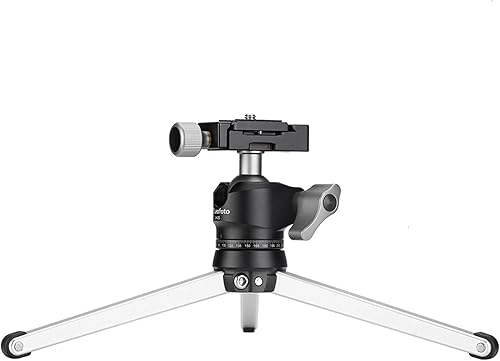 Leofoto MT-01 + LH-25 - Kit de trípode de mesa con cabezal de bola y abrazadera compatible con ArcaRRS y placa QR