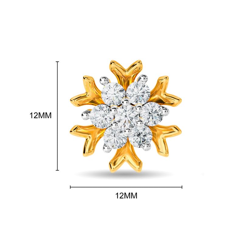 Image of KISNA JEWELS 14KT|18KT BIS Hallmark Pure Gold and Diamond Stud Earrings For Women with Screw Back clouser