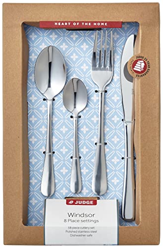 Judge Windsor 18/0 Stainless Steel Cutlery 58-Piece Set for 8 Place Settings with 2 Serving Spoons - Image 3