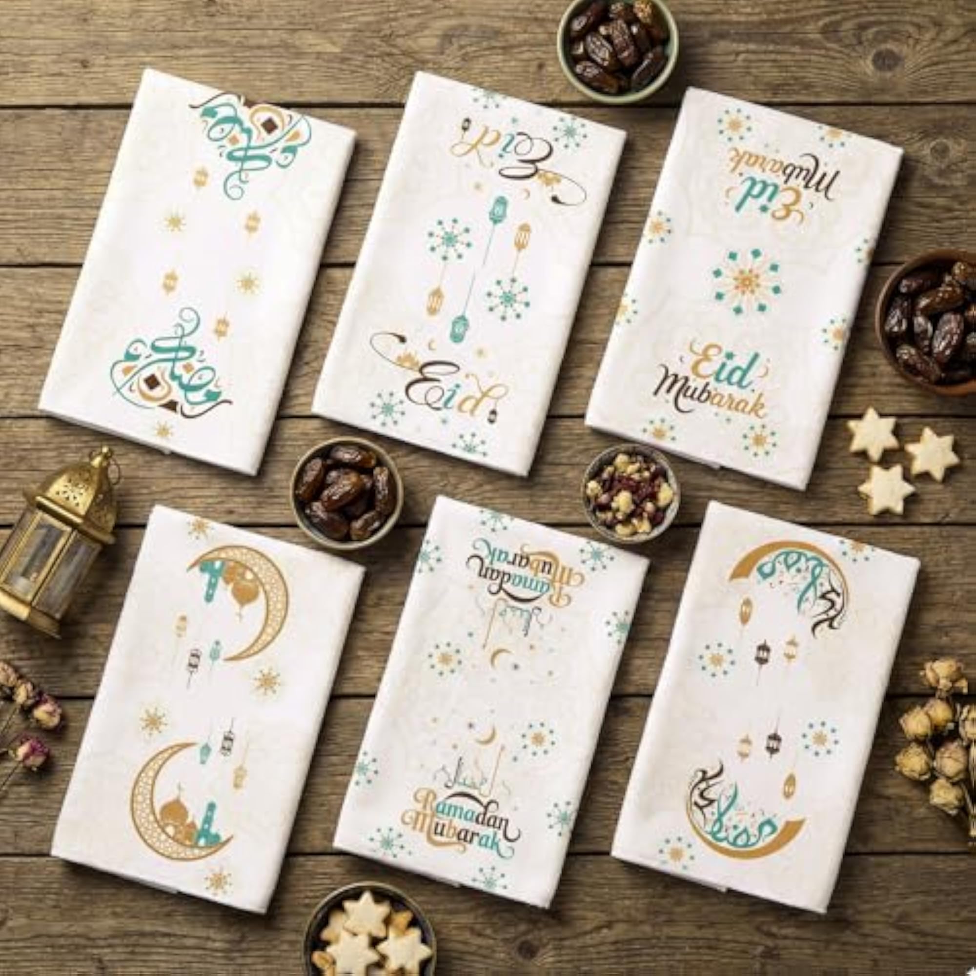 6 Pcs Ramadan Hand Towels Eid Mubarak Dish Towels