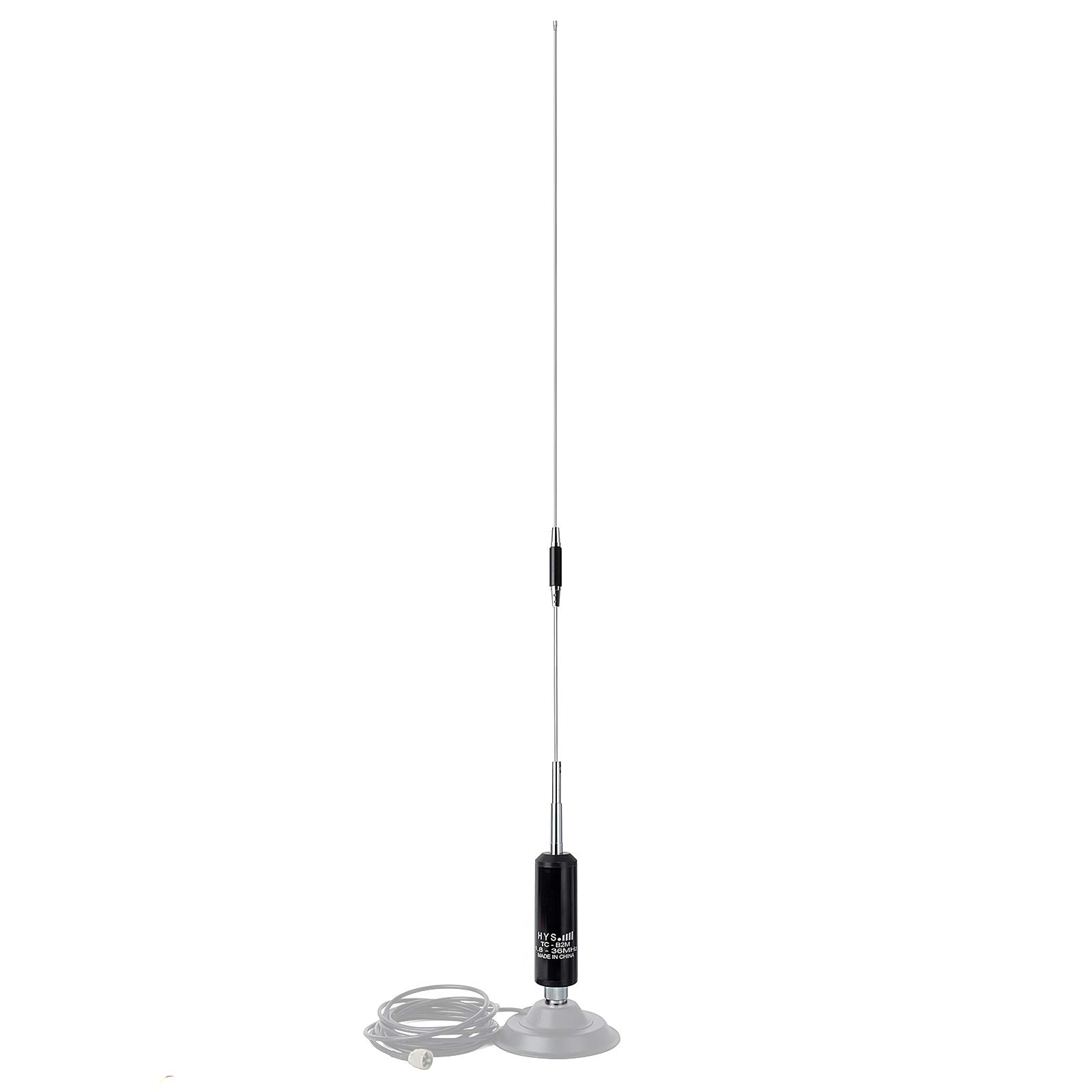 HYS Antenne mobile CB 1,8-36 MHz en acier inoxydable pour radio mobile de 11 m