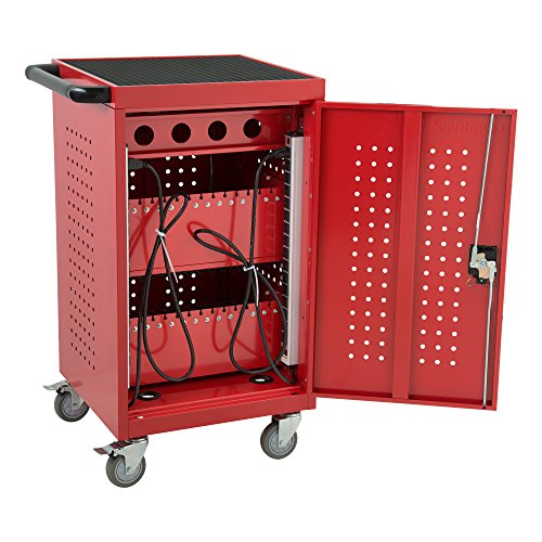 Image of Learniture LNT-NOR1008RD-SO Structure Series 30-Device Tablet Charging Cart w / Electric (Assembled), Red
