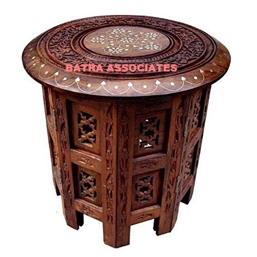Simran Handicrafts Simran Wooden Round Shape Coffee Table
