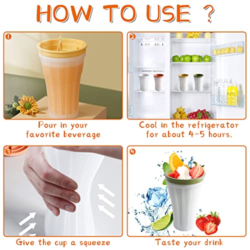 FONDUO Slushy Maker Cup Slush Ice Becher Selber Machen Smoothie aus Silikon Cooling mit Wasserstandslinie DIY Cups für Kinder Und Familie (Grün) – Bild 8