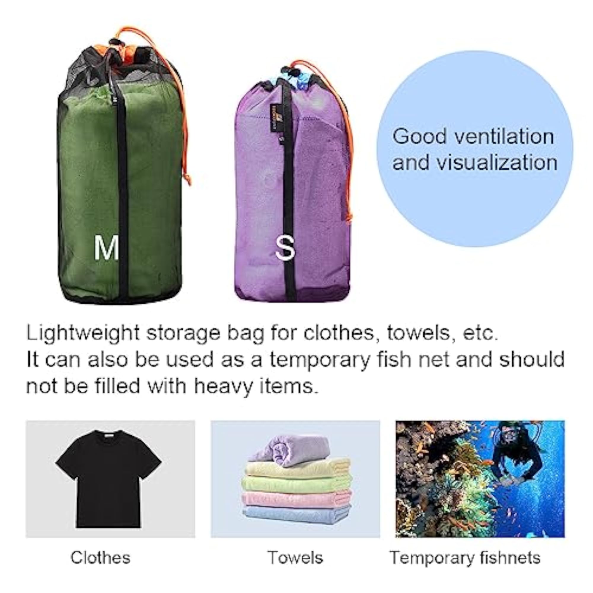 Nylon Storage Drawstring Mesh Bag, Travel Essentials