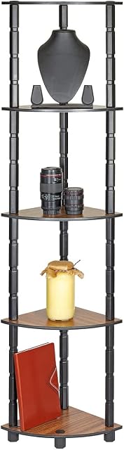 5 Tier DIY Multipurpose Turn-N-Tube Standing Corner Wall Shelf For Living Room, Bed Room, Home, Office, Display Rack | Storage Shelves and Display Organizer