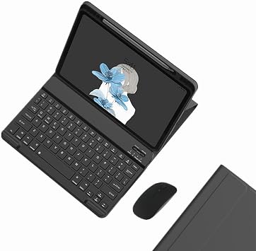 with Mouse iPad mini 6 Keyboard Case Built-in Pencil Holder Slim Detachable Bluetooth Keyboard Color keycaps for iPad mini 6th Gen 2021 iPad mini6, Black