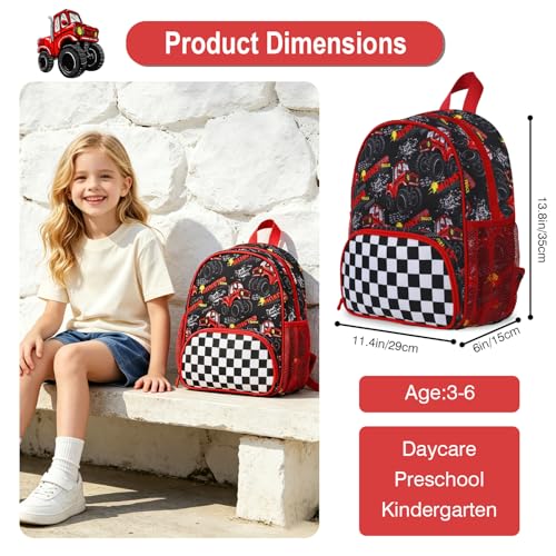 Image of Kids Boys Girls Backpack: Toddler Bag for Preschool Kindergarten Travel, Monster Truck School Bag for 4-6