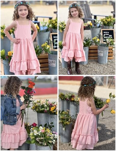 Image of Arshiner Girls Cami Summer Dress Boho Sleeveless Casual Sundress with Pockets for 4-12 Y