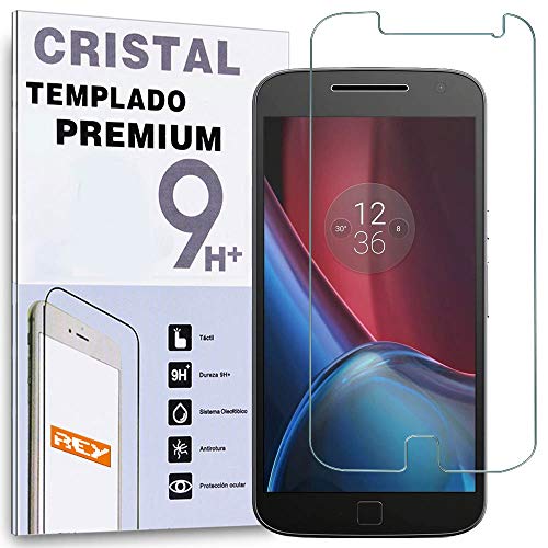 REY Protector de Pantalla para Motorola Moto G4 Plus 4th, Cristal Vidrio Templado Premium