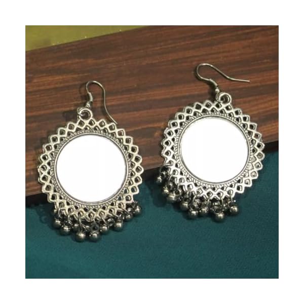 ISLANA Oxidised Earrings for Women & Girls | Chandbalis, Chandbaliya, Chandbali Earrings | Traditional Peacock Jhumka or Jhumki | Earrings for Women Fashion - Image 5
