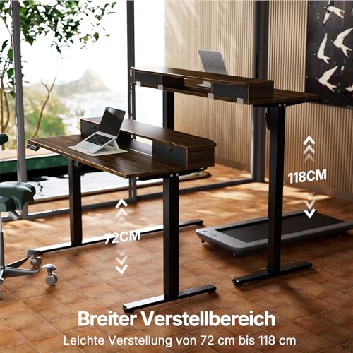 HUANUO Höhenverstellbarer Schreibtisch 100x60 cm mit Schubladen – Ansicht 4