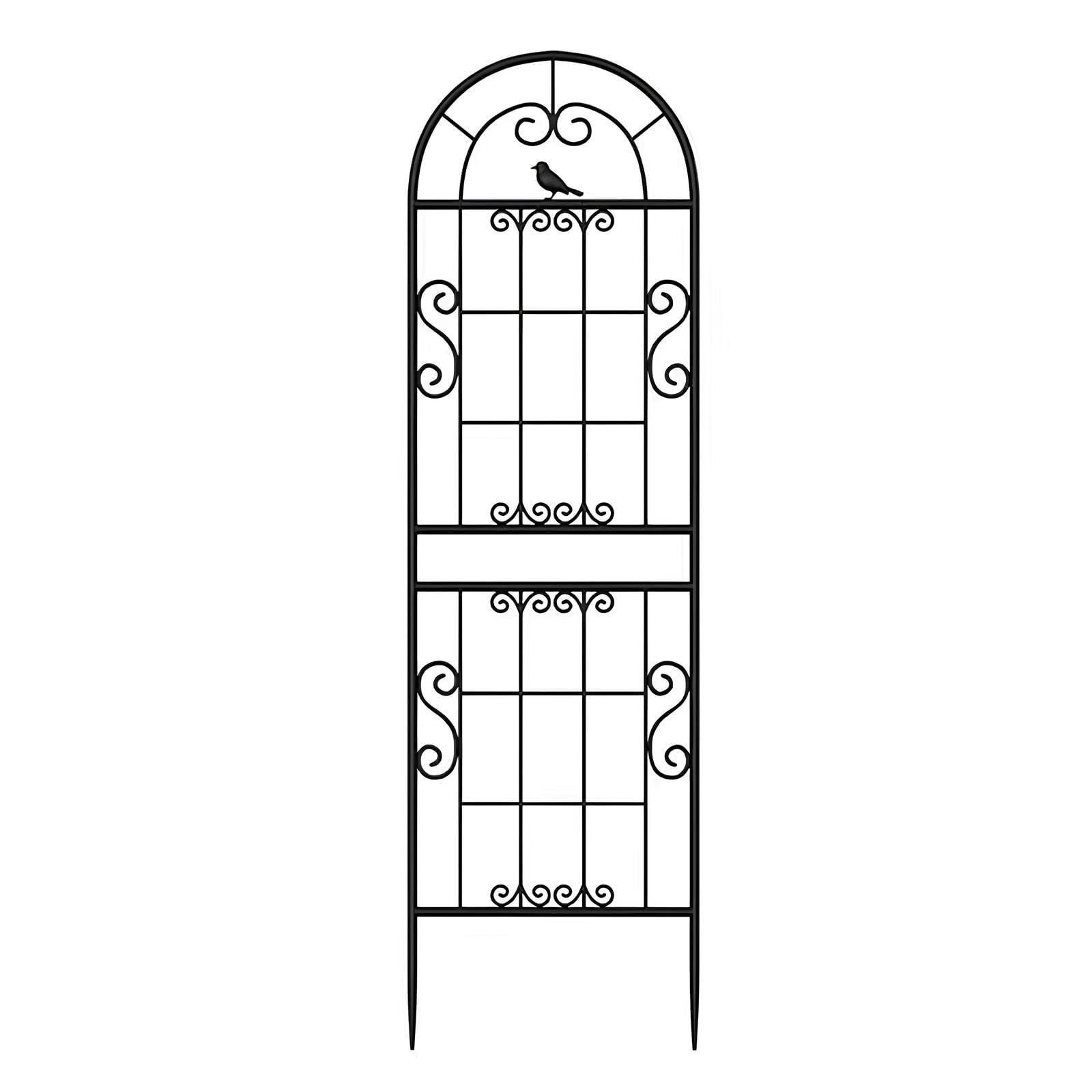 Tuteur pour Jardin 185/230 cm pour Plantes Grimpantes, Treillis en métal antirouille Support pour Plantes Grimpantes d'Extérieur(Black,W52xH230cm)