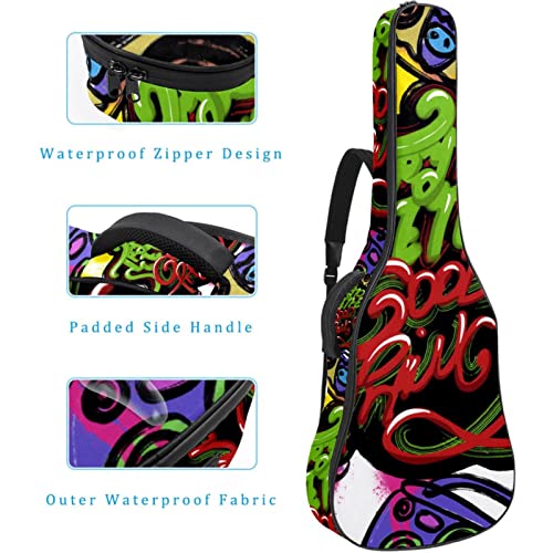 Housse imperméable pour guitare acoustique avec double bandoulière et poche Motif fleurs, Multicolore 04, 42.9×16.9×4.7… - Les Beatles, Paul McCartney, John Lennon, RIngo Starr, George Harrison Housse imperméable pour guitare acoustique avec double bandoulière et poche Motif fleurs, Multicolore 04, 42.9x16.9x4.7… – Image 5