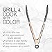 COOK WITH COLOR Stainless Steel Silicone Tipped Kitchen & BBQ Tongs Set, 2 Pc Tongs, Grey