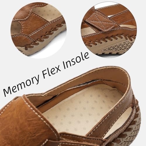 UIKGITP Mens Closed Toe Sandals Sandalias para Hombres Summer Outdoor Travel Leather Fisherman Casual Sandal2